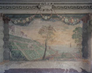 Uitzicht op de Villa gebaseerd op het originele ontwerp, Hal van de Fontein