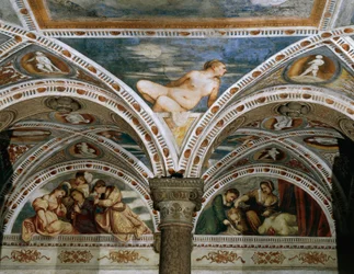 Allegorie van de Lente met maan op de voorgrond, detail van fresco