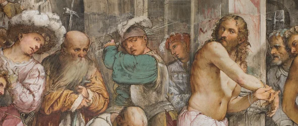 Centrale beuk, Vijfde overspanning Zuid, Geseling van Christus, Girolamo Romanino