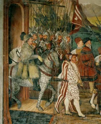 Koning Christian en Bartolomeo Colleoni te paard (fresco)