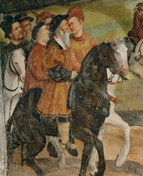 Bezoek van koning Christian van Denemarken aan Malpaga in 1474 (fresco)