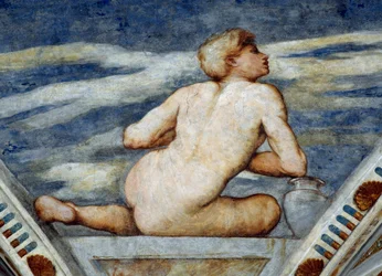 Mannelijke naakt, detail van fresco