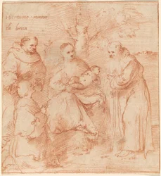 De Madonna en Kind met Heiligen Franciscus en Antonius Abt en een Donateur