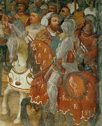 Twee deelnemers aan een toernooi (fresco)