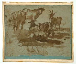 Jupiter, Juno en Io (recto); Dierstudies (verso)