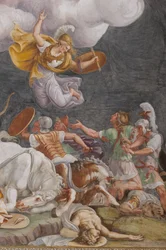 Een gevecht, detail, Het Trojaanse paard, Kamer van Troje