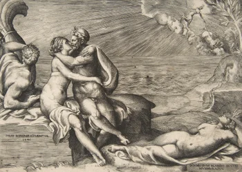 Jupiters liefde voor Juno wordt hernieuwd wanneer zij de gordel van Venus omdoet, 1546