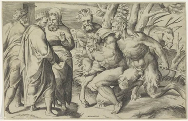 Twee saters brengen Silenus bij koning Midas