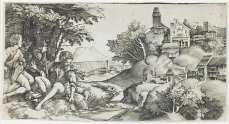 Herders in een landschap