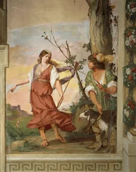 Herder Silvio verwondt per ongeluk Dorinda en wordt verliefd op haar door Giulio Carpioni