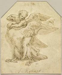 Cupido op een adelaar