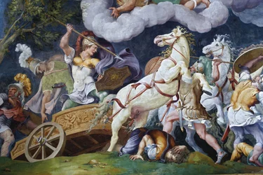 Diomedes vecht tegen Phegeus en Idaios