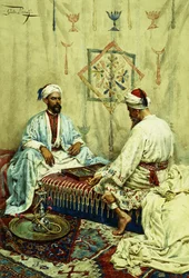 Arabieren die Backgammon spelen in een Interieur