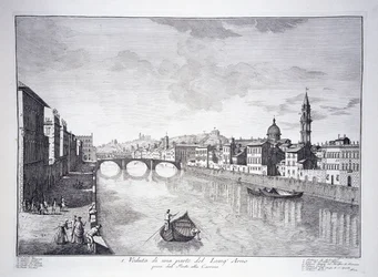 Uitzicht op een deel van de rivier de Arno