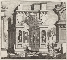 Architectonische Fantasie met een Triomfboog