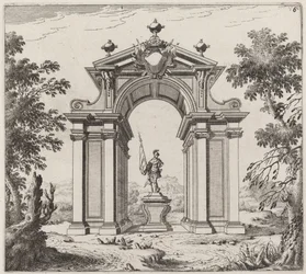 Triomfboog in een landschap