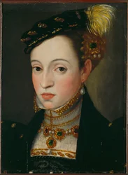 Aartshertogin Magdalena, dochter van keizer Ferdinand I (olieverf op hout)