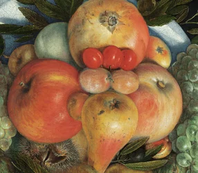 Omkeerbaar antropomorf portret van een man samengesteld uit fruit
