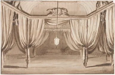 Toneelontwerp: het interieur van een tent
