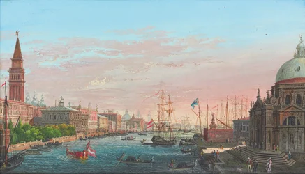 Uitzicht op het Canal Grande, Venetië, met het Palazzo Ducale en de Salute