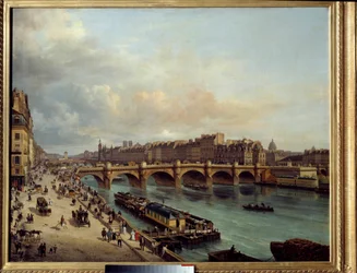 La cite et le Pont Neuf gezien vanaf de Quai du Louvre