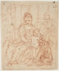 De Heilige Familie met de jonge Sint Jan de Doper en een lam