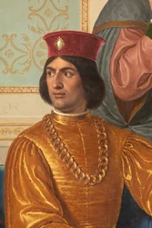 Het hof van Ludovico il Moro, detail met Ludovico il Moro