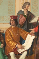 Het hof van Ludovico il Moro, detail met Ludovico il Moro