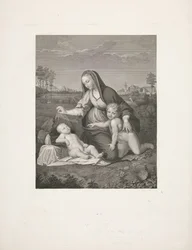 Maria met Kind en de jonge Johannes de Doper in een landschap
