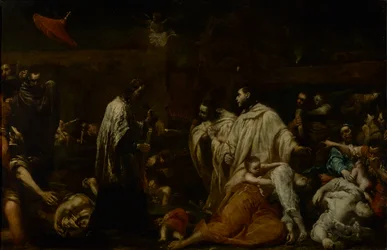 Gezegende Bernard Tolomei die bemiddelt voor de beëindiging van de pest in Siena, c.1735