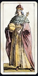 De Pausin Jeanne afgebeeld op een tarotspel manuscript door C.M.Mitelli