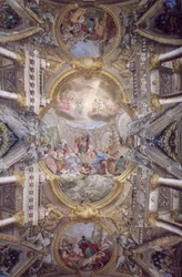 De daden van Sint Paulus in Areopagus, Bologna, Italië (foto)