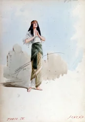 Fenena kostuum door Giuseppe Palanti (1881-1946) in de opera van Giuseppe Verdi (1813 - 1901), Nabucco eerst genoemd Nabucodonosor Museum van de Scala