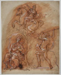 Allegorie met een ruitermonument, Minerva en Neptunus