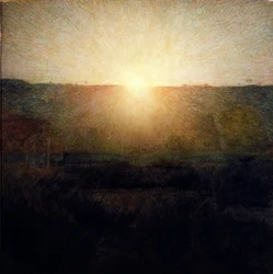 De opkomende zon. Schilderij van Giuseppe Pellizza da Volpedo (1868-1907), 1904. Afmetingen: 155 x 155 cm. Rome, Galleria d