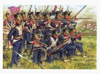Eerste Keizerrijk, Duitse campagne: Poolse infanterie bij de Slag van Leipzig in oktober 1813 - Illustratie door Giuseppe Rava