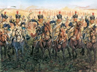 Napoleontische oorlogen: Engelse cavalerie in aanval - Illustratie door Giuseppe Rava