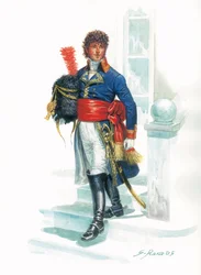Portret van Joachim Murat (1767-1815) jonge militair - Illustratie door Giuseppe Rava