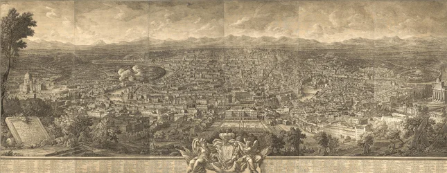 Giuseppe Vasi Prospect van de Alma Città di Roma gezien vanaf Monte Gianciolo