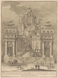 De Prima Macchina voor de Chinea van 1778: Een plattelandsbelvedère met Hercules en Antaeus