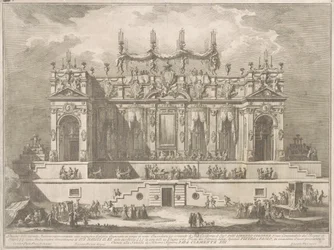 De Seconda Macchina voor de Chinea van 1764: Een Prachtige Galerij Verlicht in de Nacht