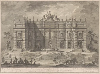 De Seconda Macchina voor de Chinea van 1772: Een Plein met een Wildmarkt en de Pantheonfontein
