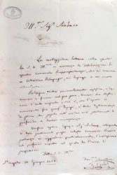Handgeschreven brief van Giuseppe Verdi aan de burgemeester van Bologna toen hij ereburger werd, 20 juni
