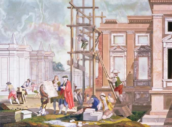 Architectuur, uit een serie van vier die de schone kunsten illustreren, c.1780