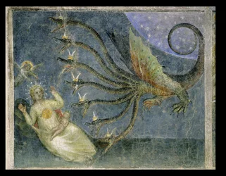 De vrouw bekleed met de zon en de zevenkoppige draak, 1360-70