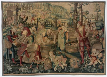Herfst: Wijnoogstscène Uit Set van Vier Seizoenen, laat 1600s - begin 1700s