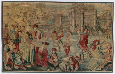 Winter: Schaatsscène uit Set van Vier Seizoenen, late 1600s - vroege 1700s