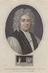 Francis Atterbury, bisschop van Rochester (gekleurde gravure)