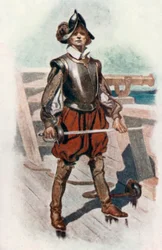 Illustratie voor Westwood Ho! Door Charles Kingsley (kleurenlitho)