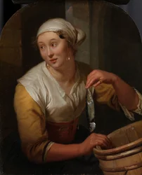 Vrouw die haringen verkoopt